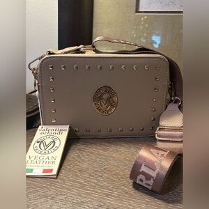 Valentino Orlandi Taupe Studded Vegan Leather Bag